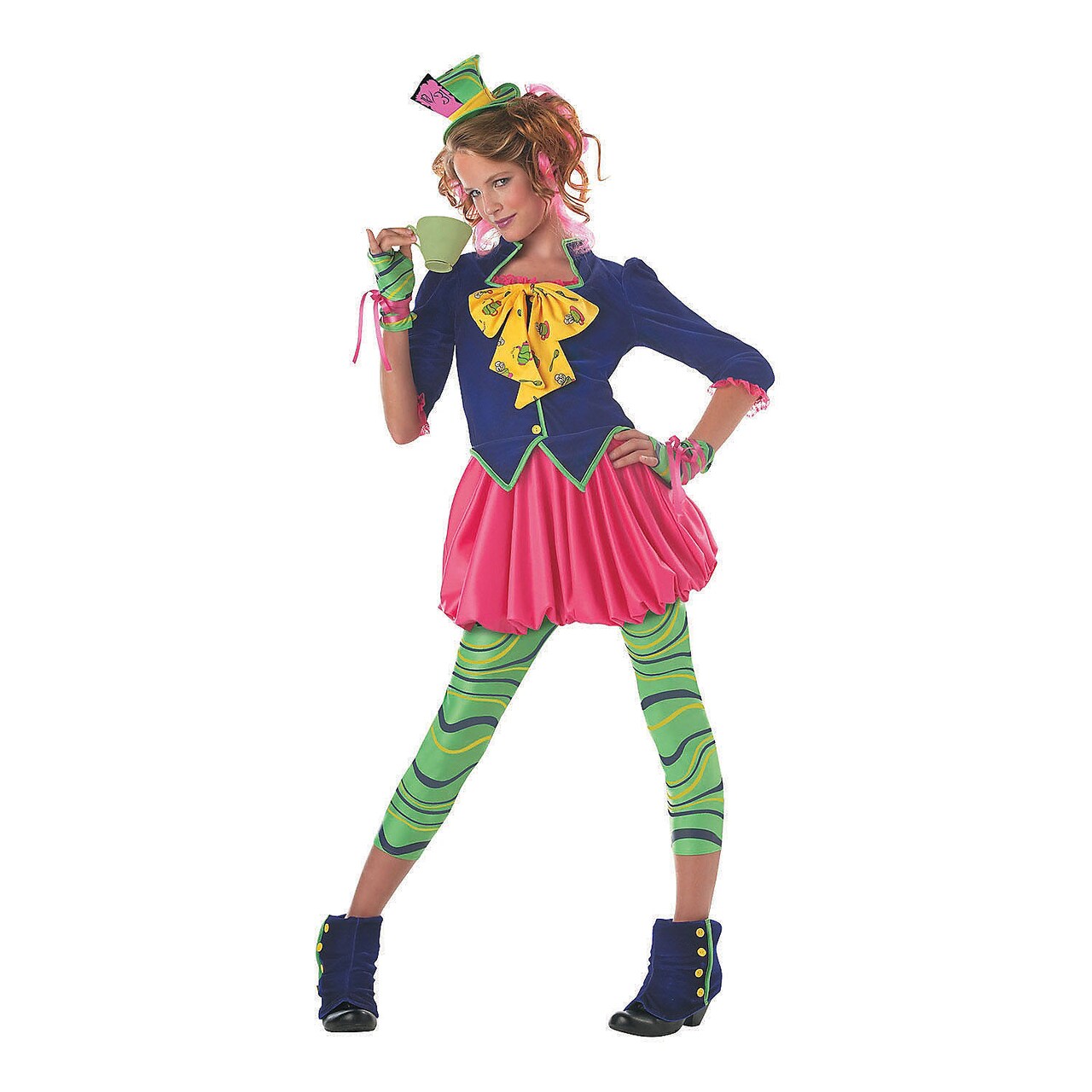 Girl's Mad Hatter Costume Purple Jacket Pink Tutu and Mini Hat Set